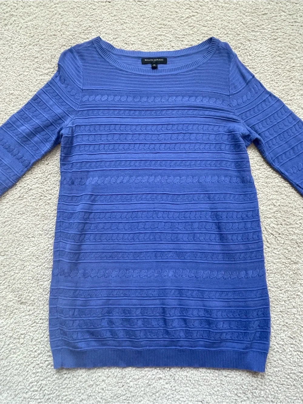 Banana Republic Royal Blue Textured Boatneck Sweater